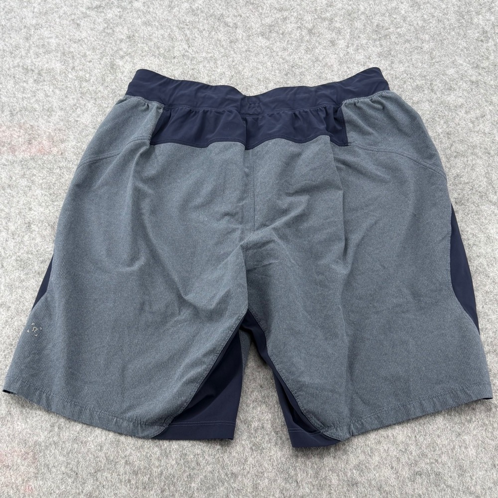 Lululemon Mens Athletic Training Shorts Grey Navy Blue Drawstring 9 Inch Inseam - Picture 8 of 11
